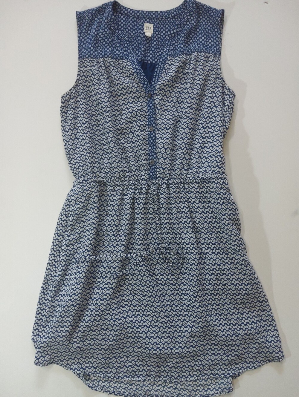 Gap Midi Dress Womensβ Size Small Blue White Geometric Coastal Casual Indie Boho